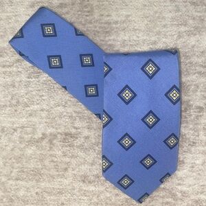 Elegant Geometric Valente Blue Geometric Patterned Men's Tie